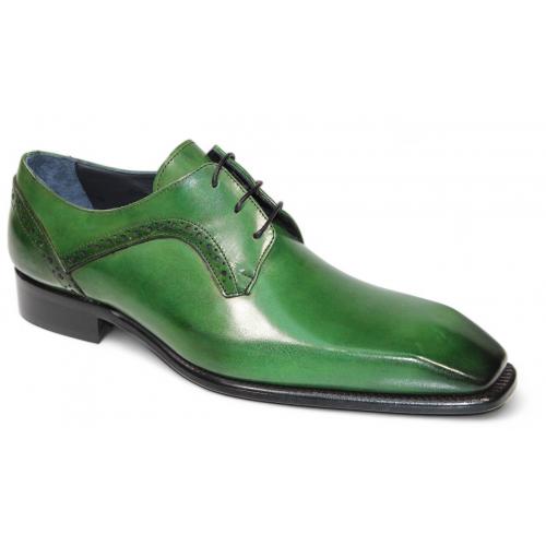 Duca Di Matiste "Spada" Green Genuine Italian Calf Leather Lace-Up Dress Shoes.